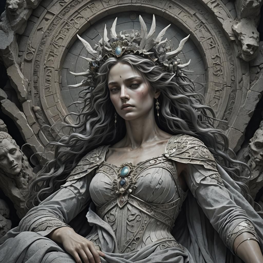 Stone Goddess on Deathbed: Digital Matte Painting