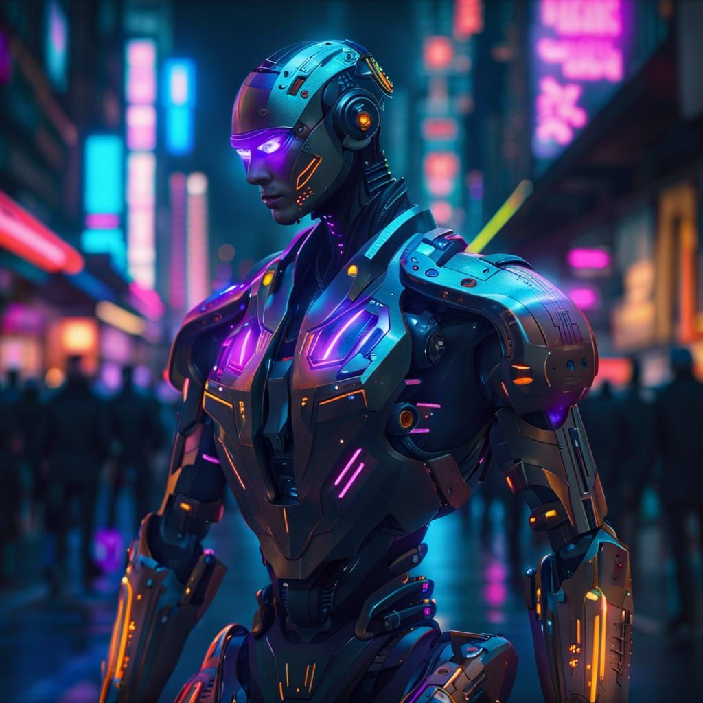 Cyberpunk humanoid robot - AI Generated Artwork - NightCafe Creator