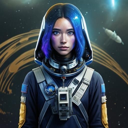 a lonely astronaut the most young beautiful girl. At the Gal...