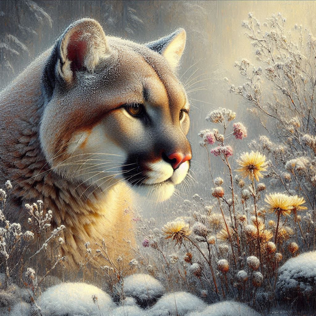 A Cougar in a Winter Scene 😊👍