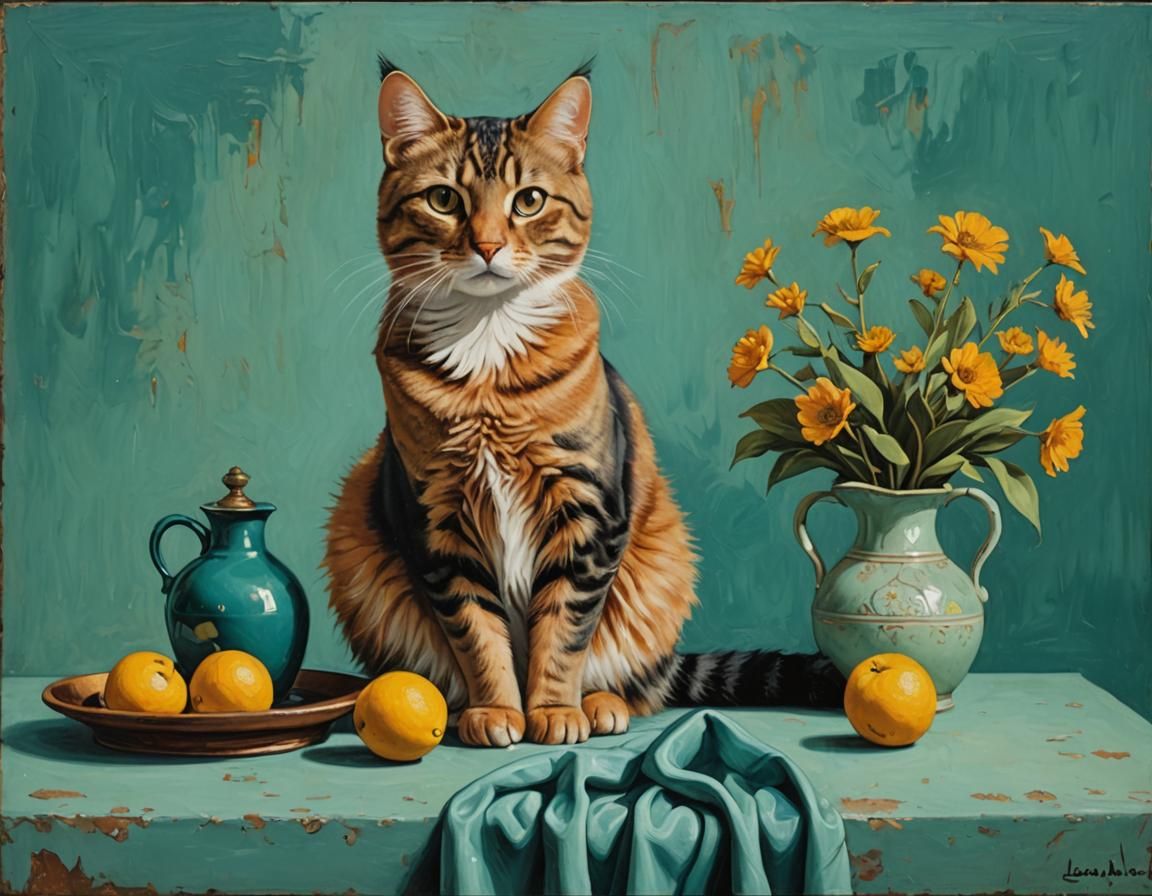 Temporary Still Life with Cat