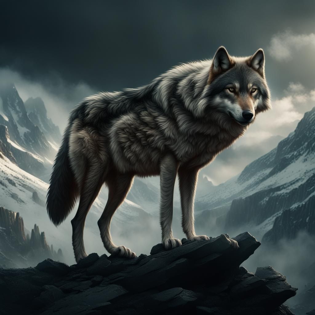 Mountaintop Wolf - AI Generated Artwork - NightCafe Creator