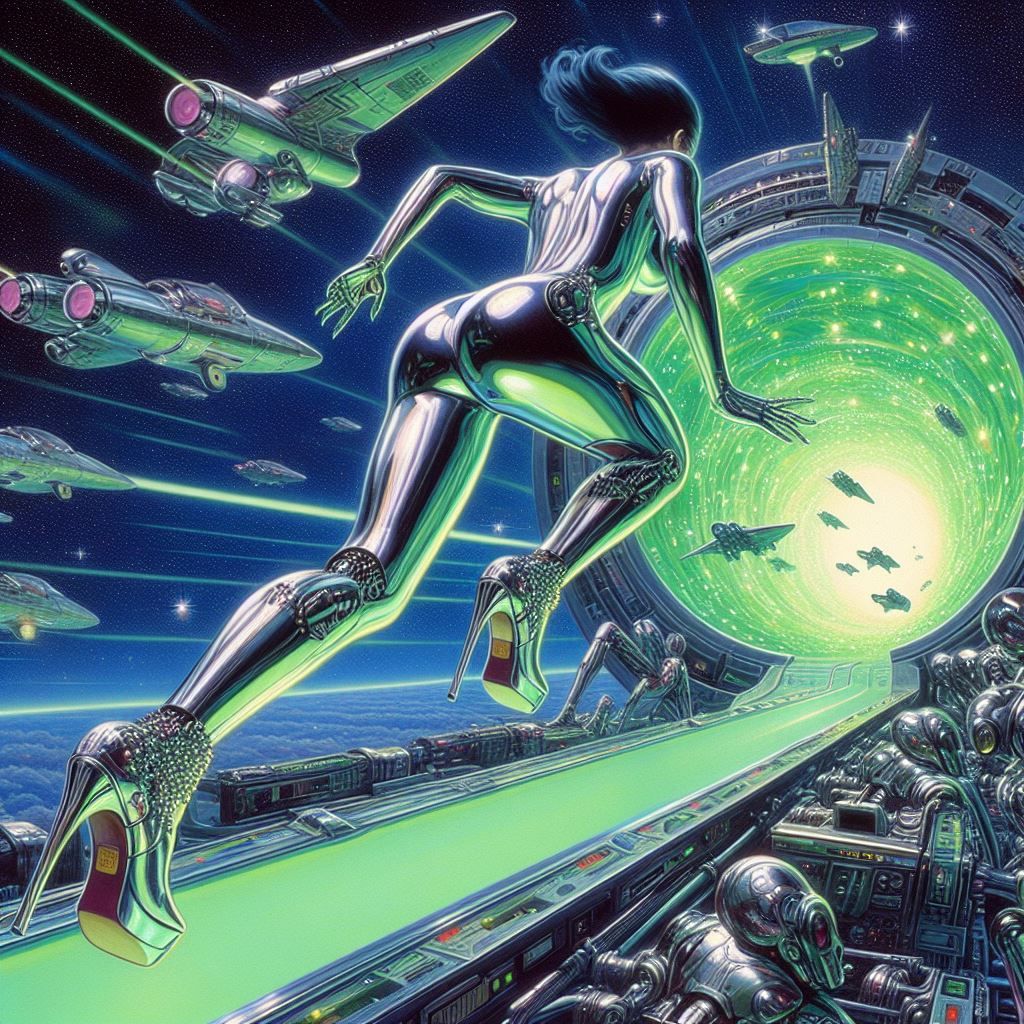 hajime sorayama retro 80s sci-fi futurism cyberpunk space ro...