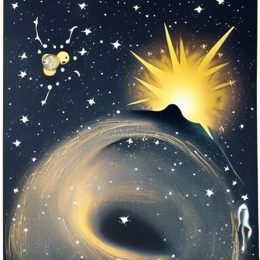 Galaxy with stars, black hole and an astronaut, style by sal...