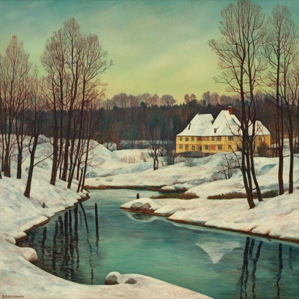 Old hotel in winter