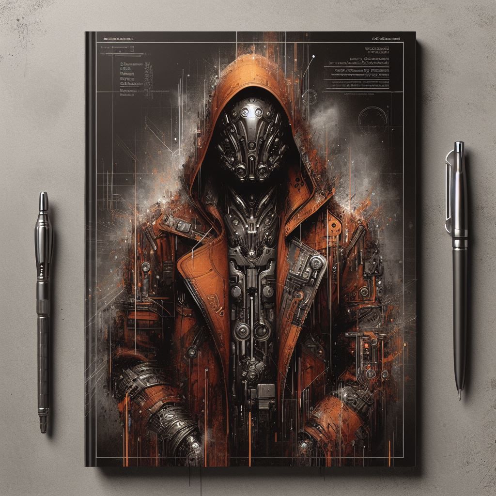 Magazine cover ad of orange cyberpunk cloak 3