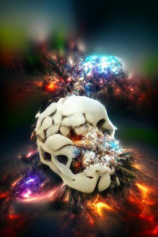 rooted interlaced nebulous skull exploding into galaxy x-par...