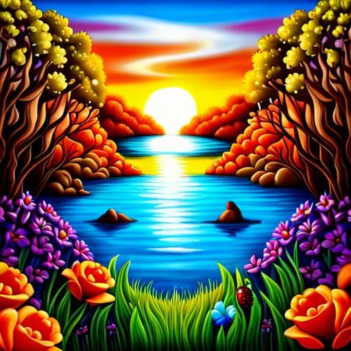 Buy Sunset Handmade Painting by PREETI SINGH. Code:ART_7637_50373 -  Paintings for Sale online in India.