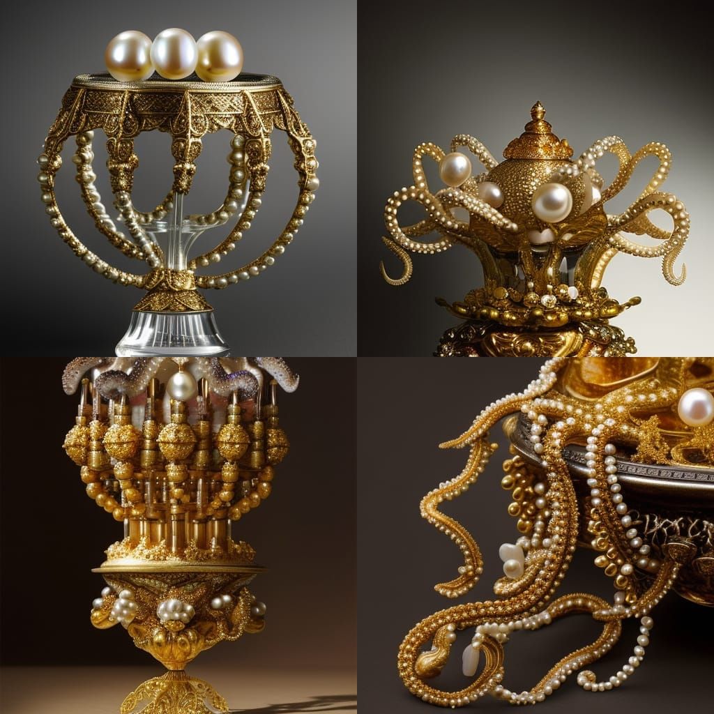 Gorgeous intricate tiny octopus shaped goblet, finely detail...