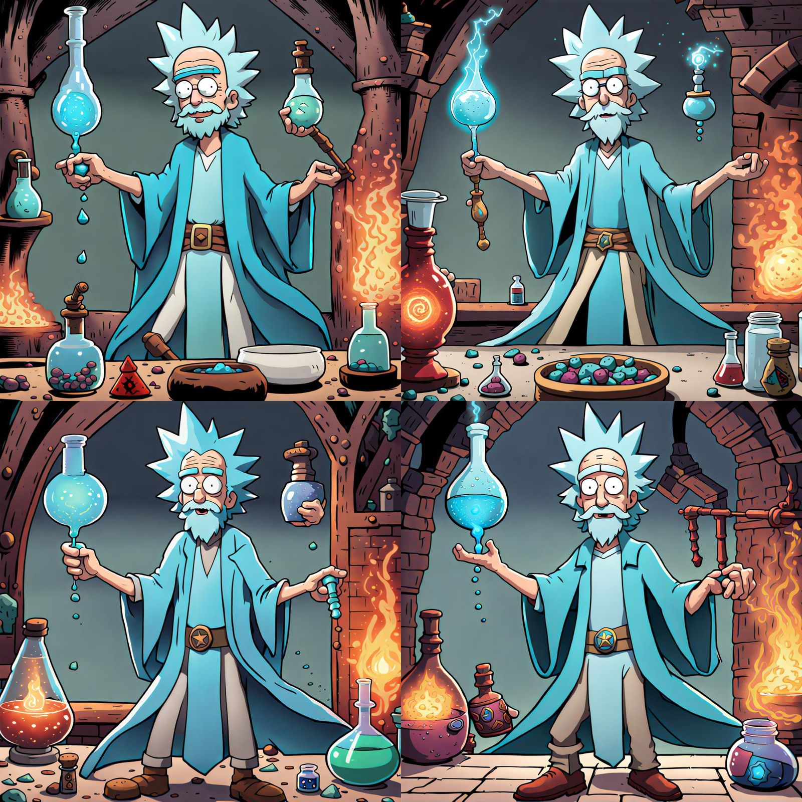 Rick sanchez as a D&D Wizard making a potion - AI Generated Artwork ...