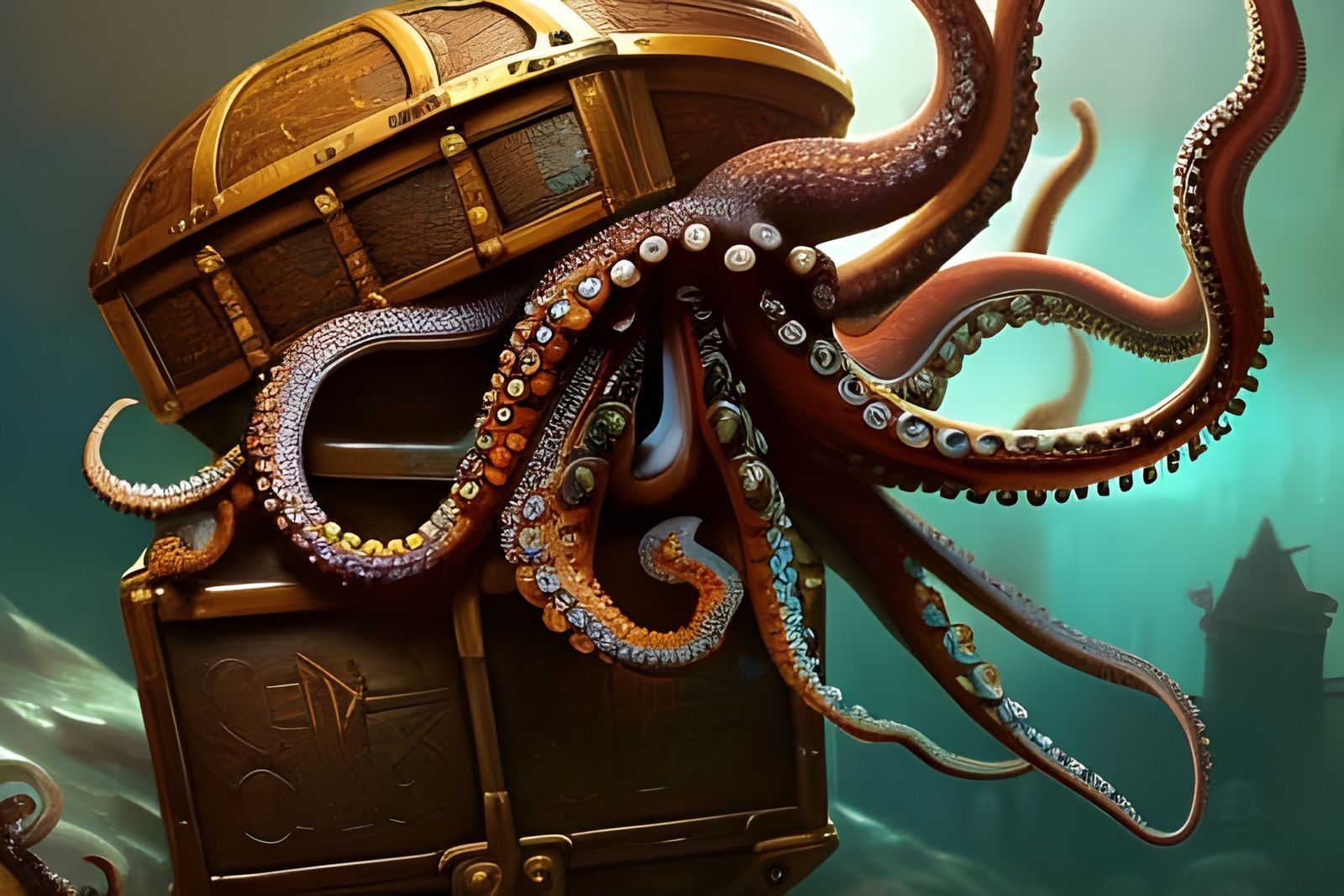 Octopus in a treasure chest false