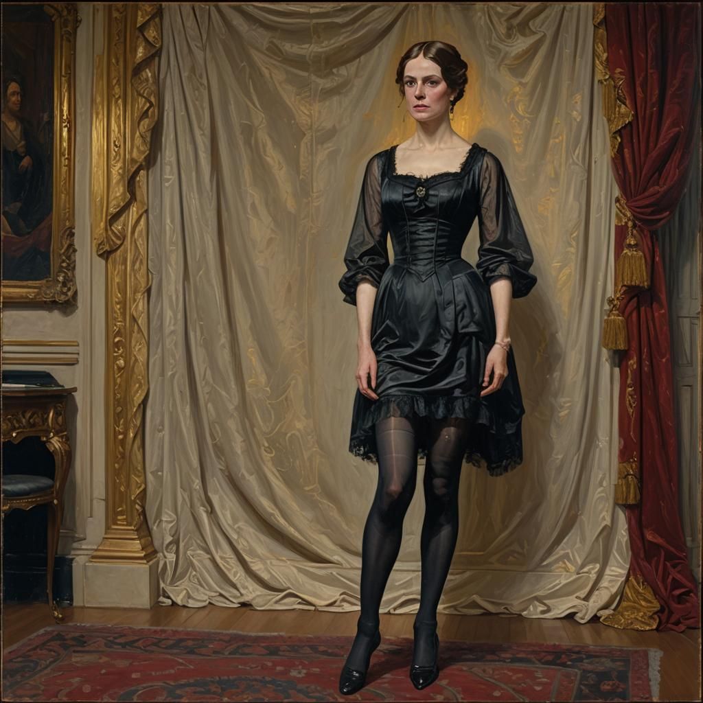 Woman in Salon: Oil Painting in Gurney Style