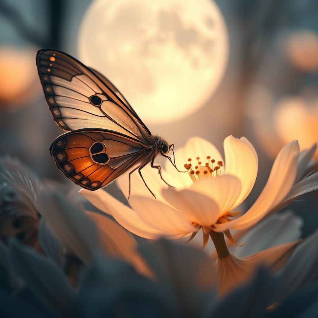 The Moth And The Night Flower.  by @Andrachiel