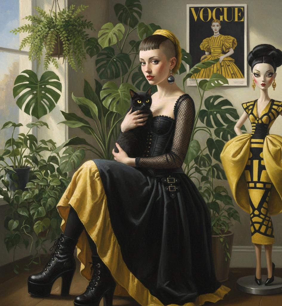 Marigold Kat with a pearl earring