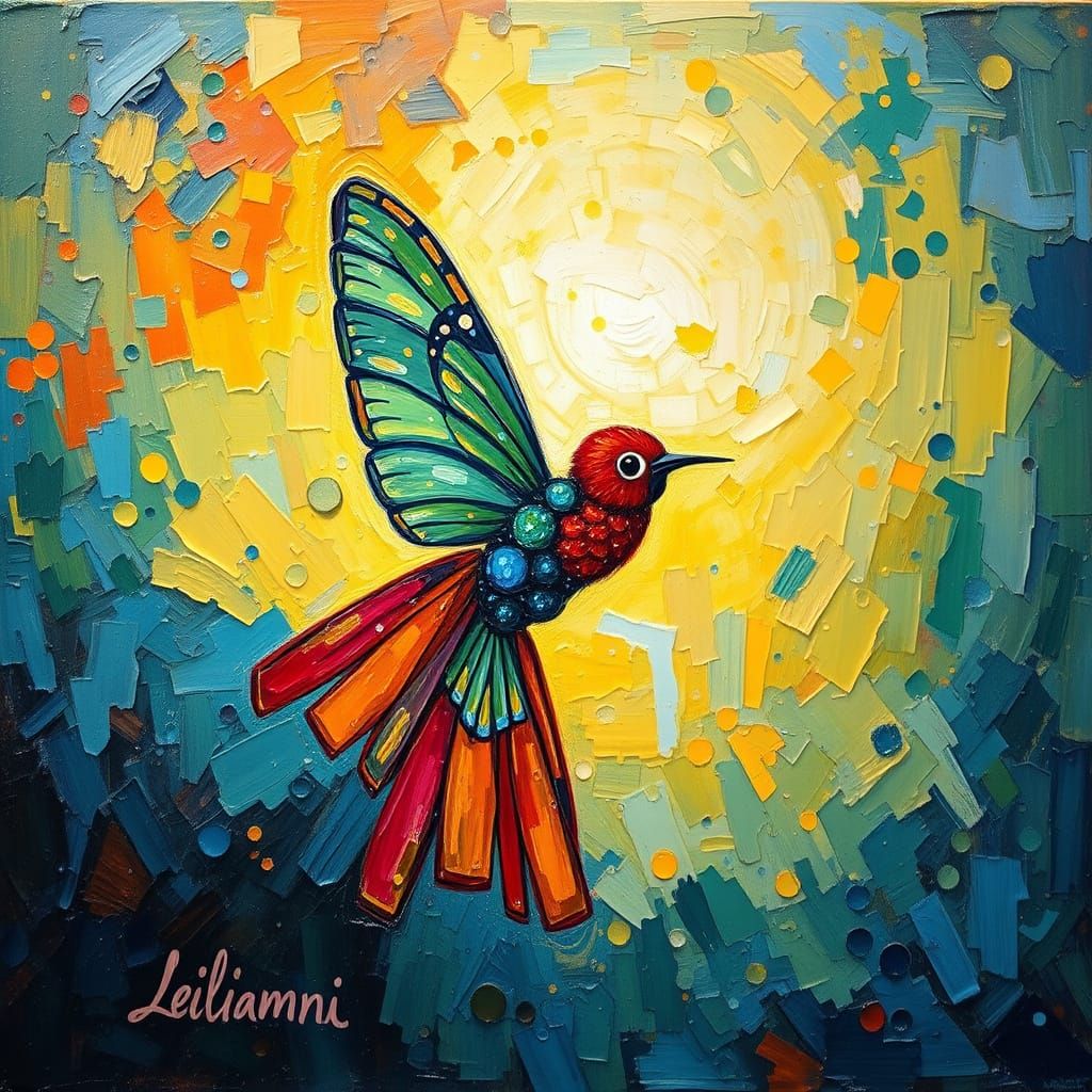 Leilani Silkwing: Neo-Impressionist Oil Painting with Impast...