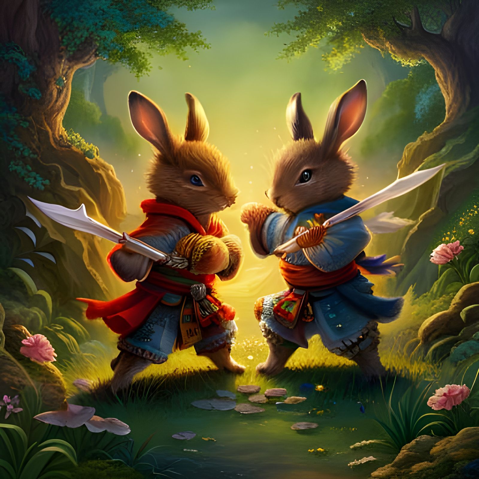 Dueling rabbits   by @Artist Morris