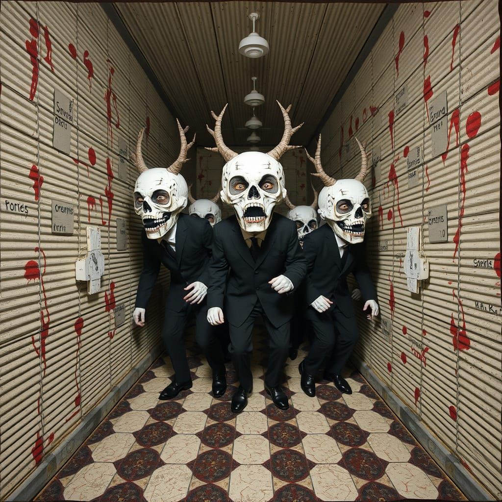 Chaotic Asylum Scene in Dadaist Style