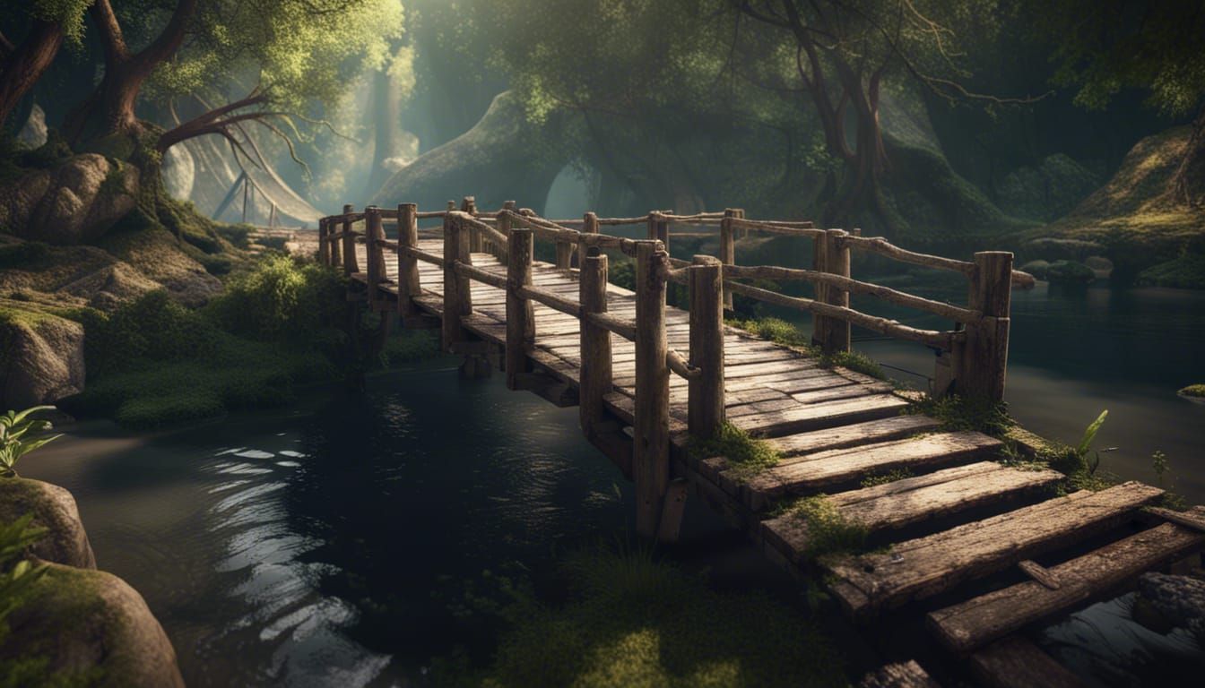A wooden old bridge in the forest  by @Hanzel Darmawan