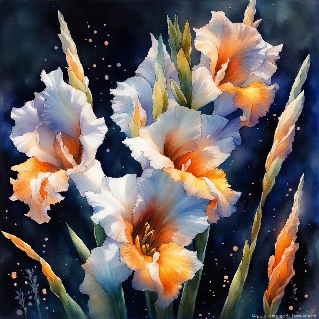White gladiolus flowers   by @Drivers