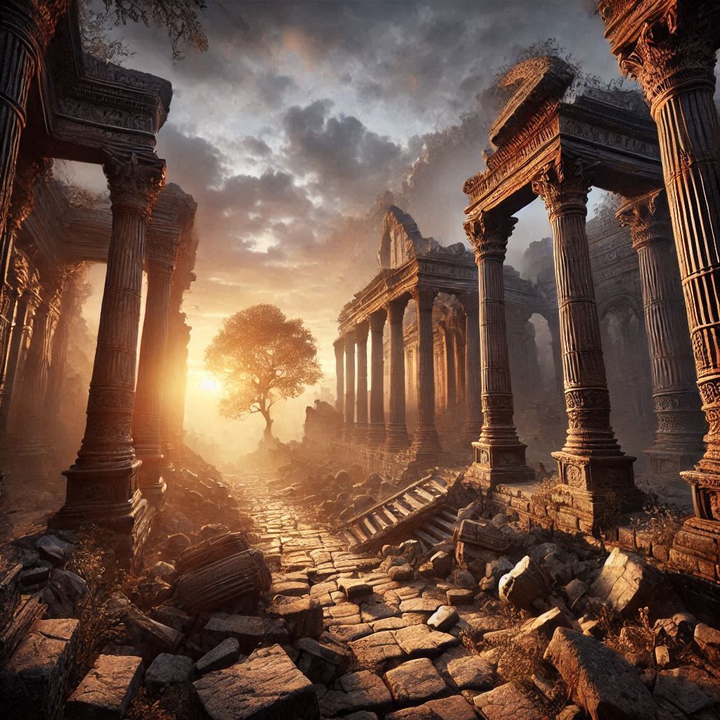 Ancient ruins at dawn
