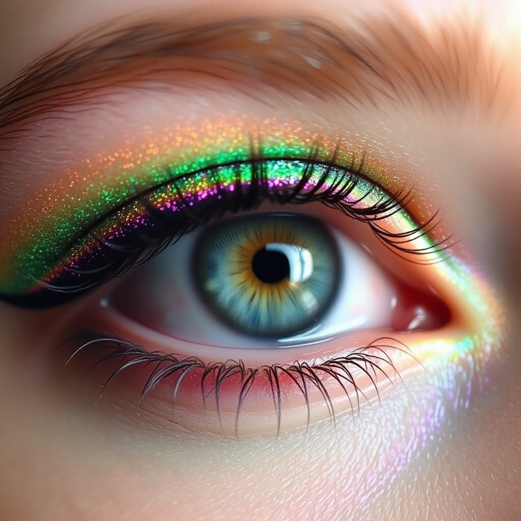 Macro Photo Of Iridescent Human Eye With Gradient Eyeliner