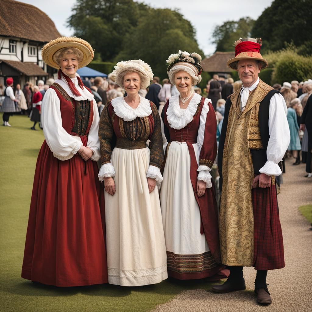 English people wearing traditional costumes 