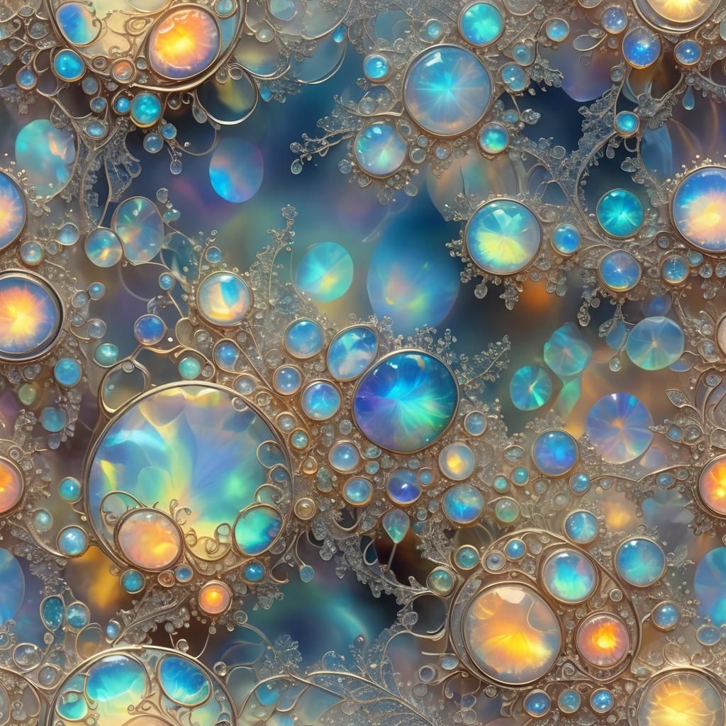 Glowing Opal Gemstone in Dreamlike Digital Art