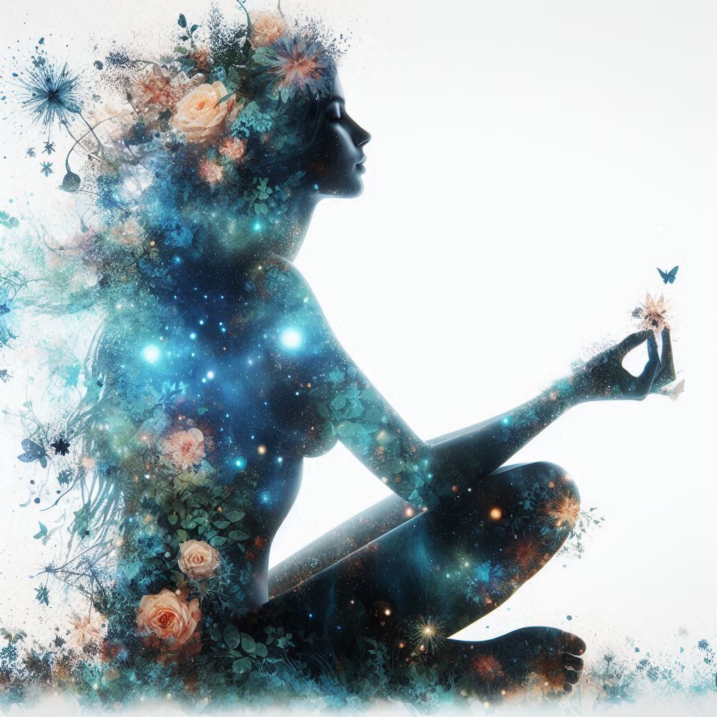 double exposure beautiful fantasy DALL-E 3 portrait landscap...