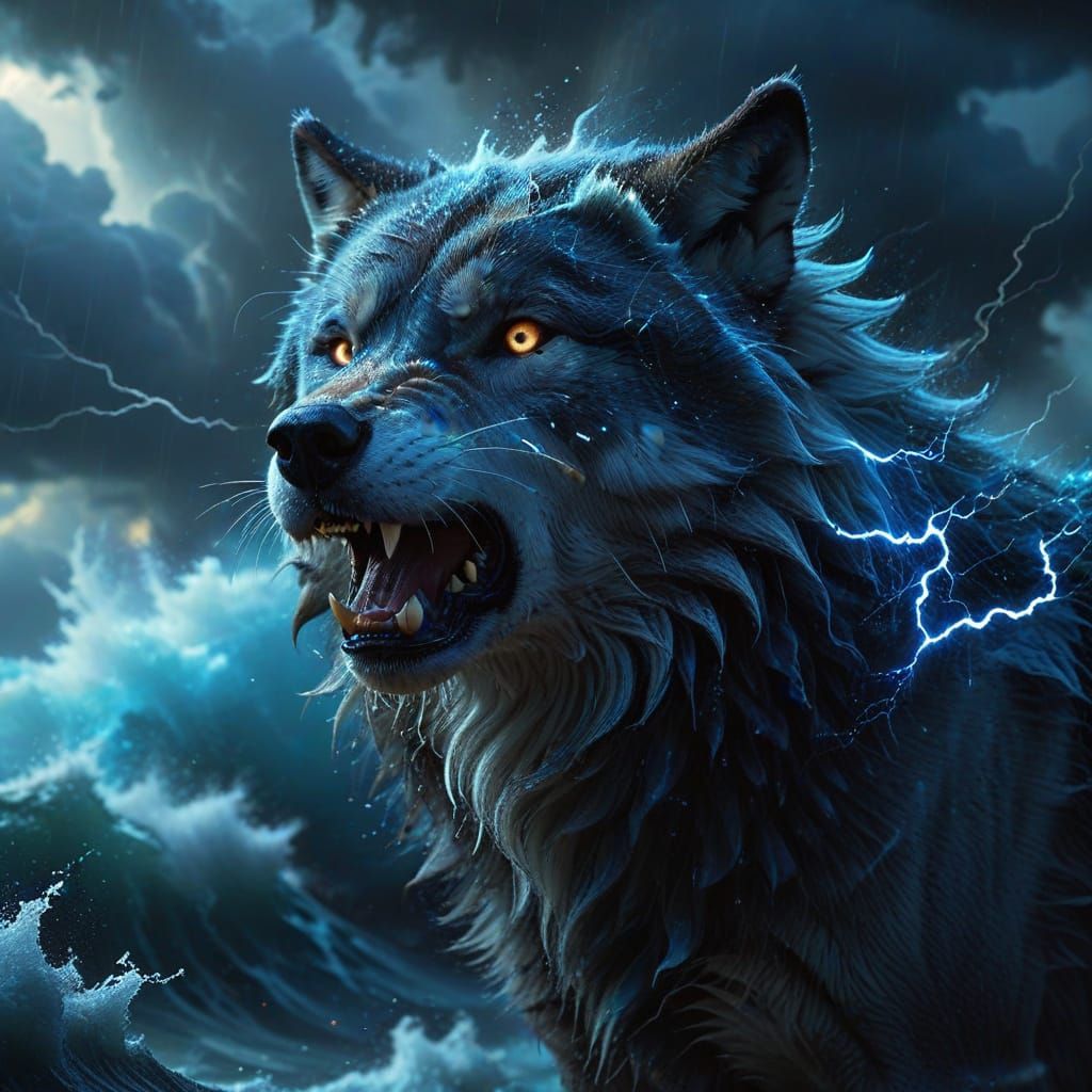 Wolf's Vortex: A Dramatic Fantasy Art Piece