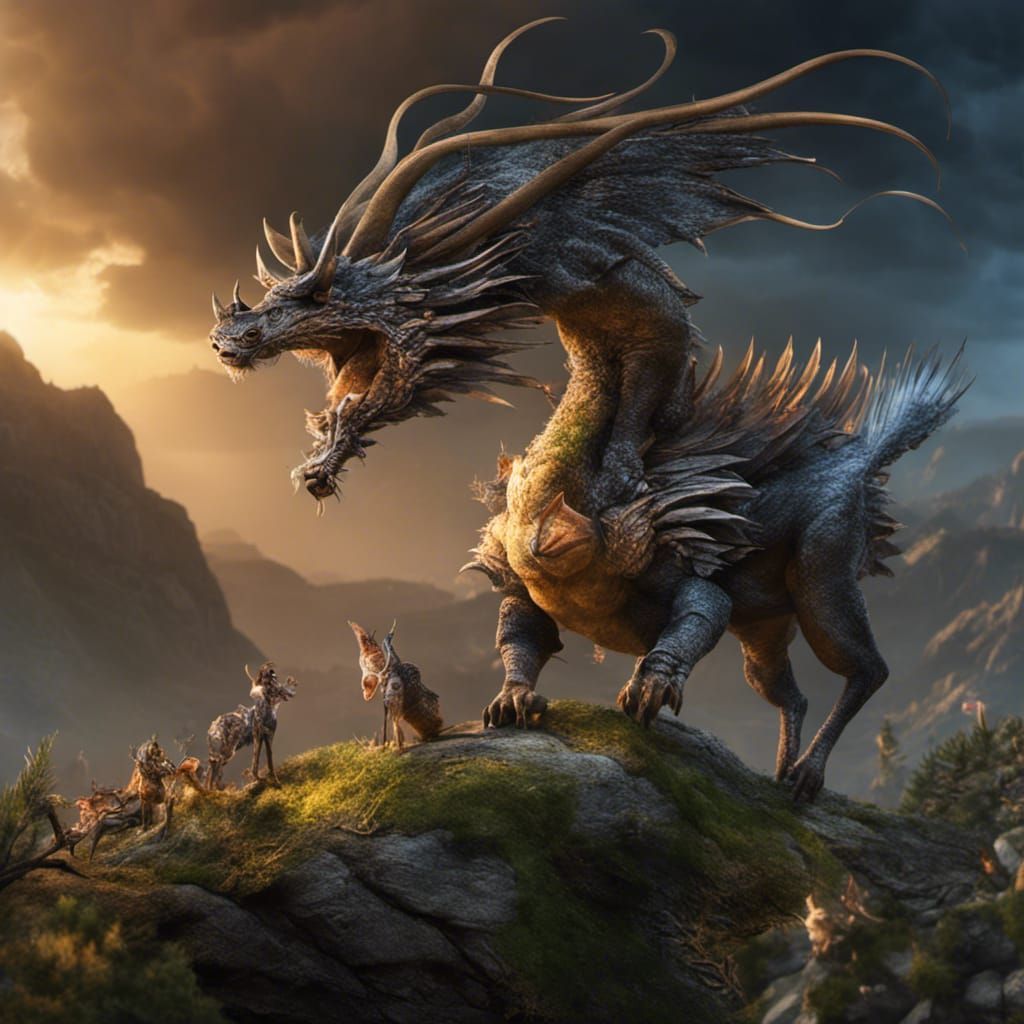 Showy Dragon shooting the breeze with some Small Friends +