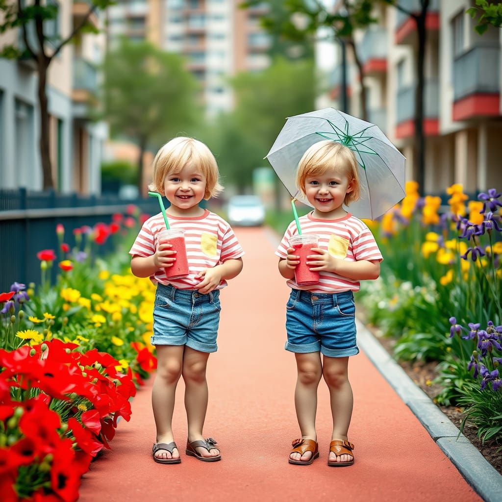 Joyful Twin Boys on a Colorful Playground