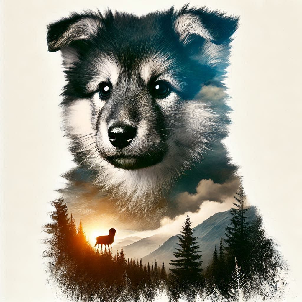 double exposure beautiful fantasy portrait landscape..