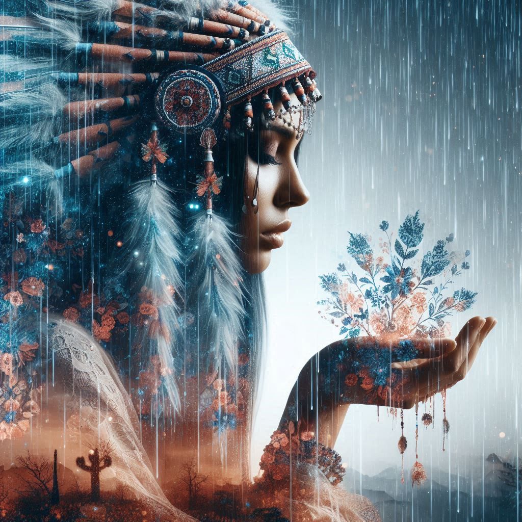 double exposure beautiful fantasy DALL-E 3 portrait landscape..