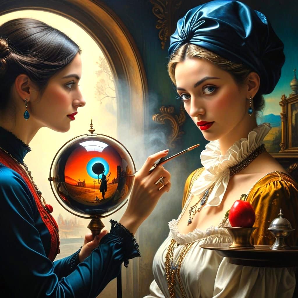 Surreal Ladies in a Vibrant Dreamscape