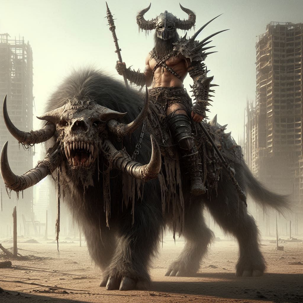 Post apocalyptic mutant beast rider warrior