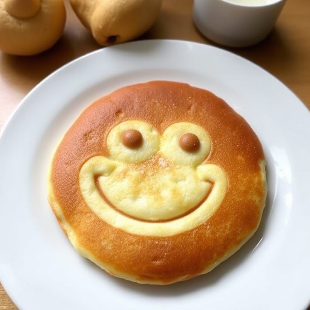 Pancake that looks like a face  by @Oksana