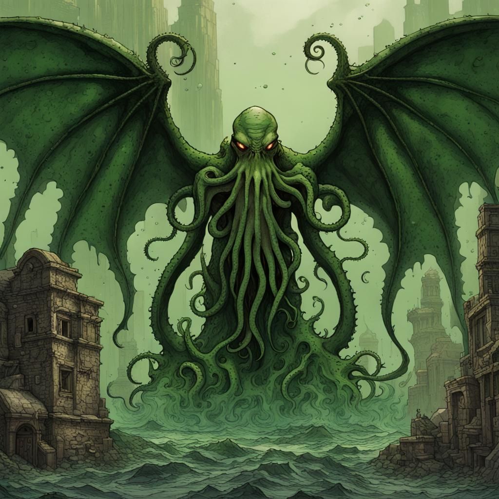 Ph'nglui mglw'nafh Cthulhu R'lyeh wgah'nagl fhtagn - AI Generated ...