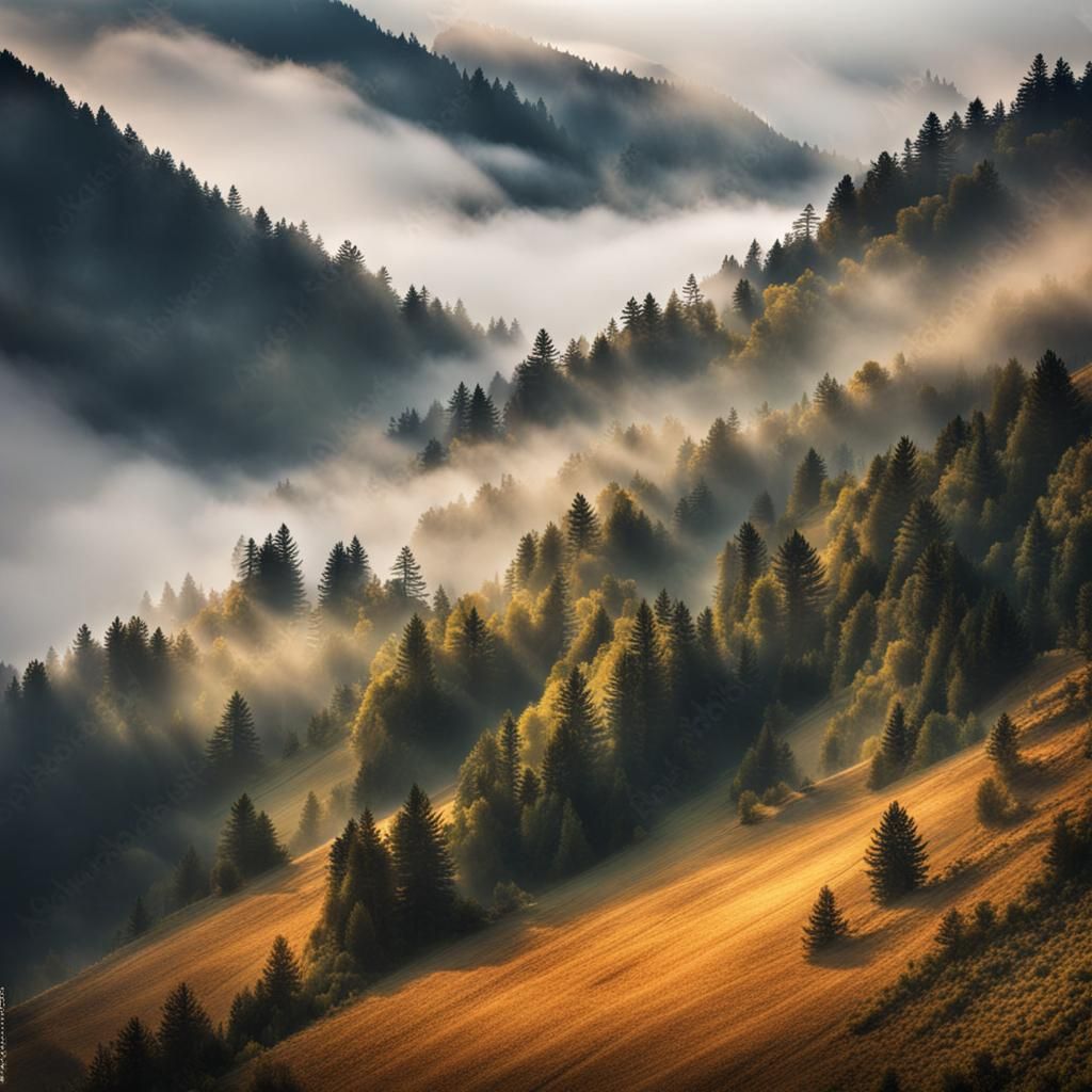 misty morning on the mountains