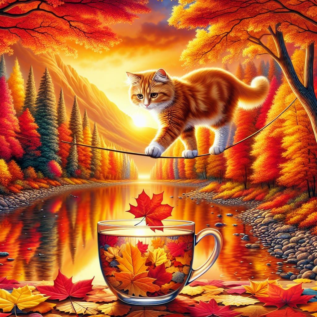 Autumn Whimsy: A Cat's Adventure  by @MonFleurEyes   