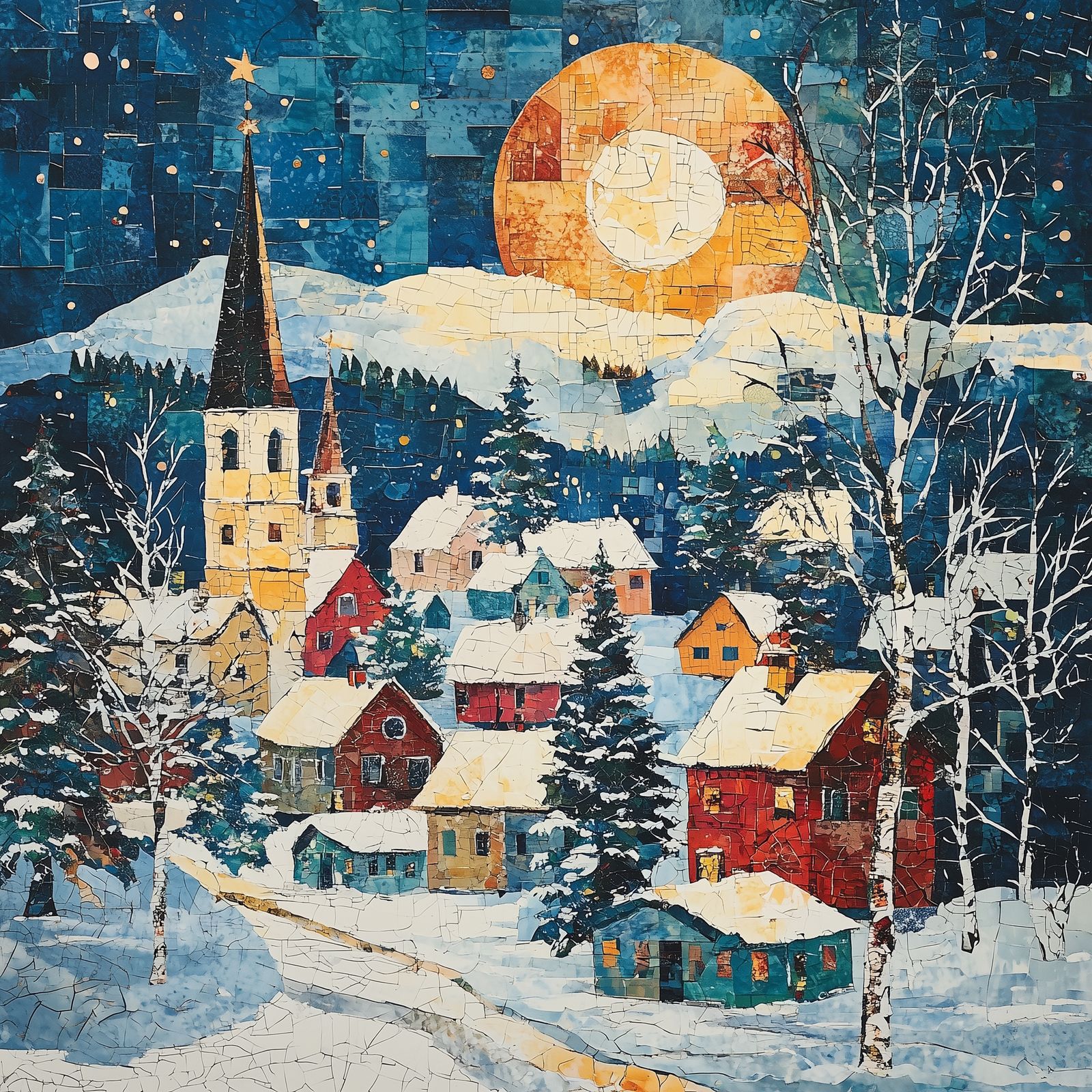 The Golden Moon over Snow