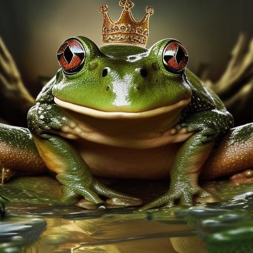 A frog with a king's crown - AI Generated Artwork - NightCafe Creator