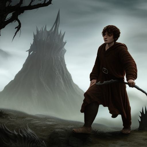 Frodo Baggins Treks Through Mordor - AI Generated Artwork - NightCafe ...