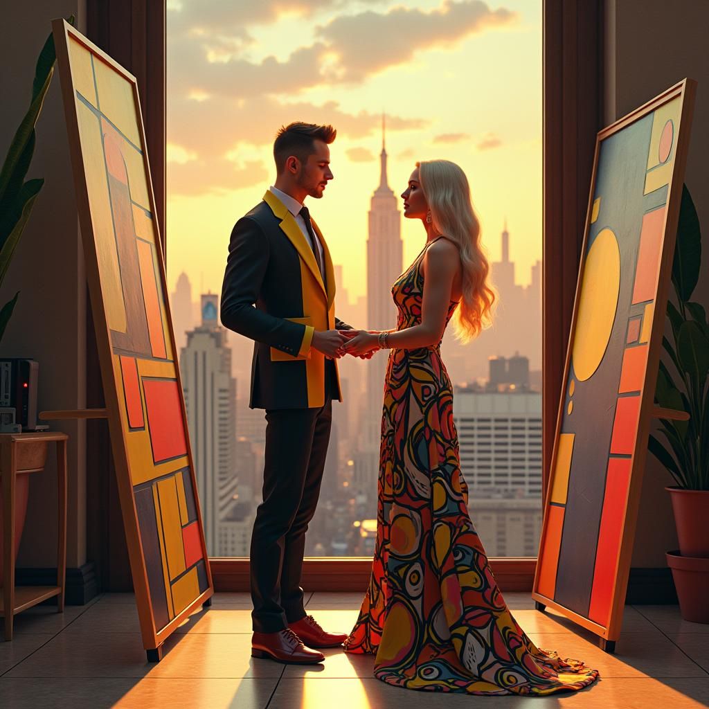 Piet Mondrian and Lady Gaga create a colourful work of art in their loft studio in New York