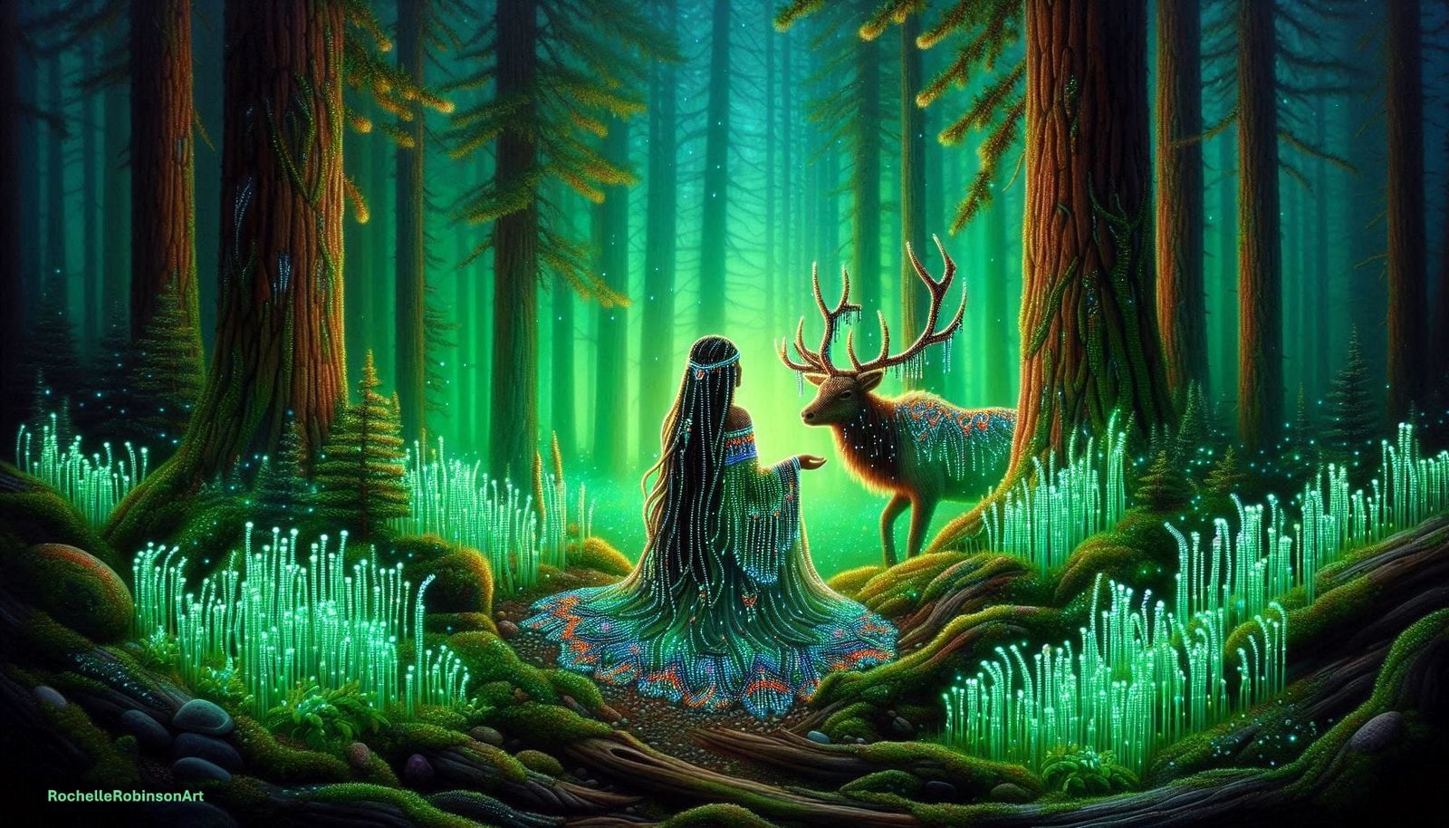 Elk Woman - Navajo Bead Art