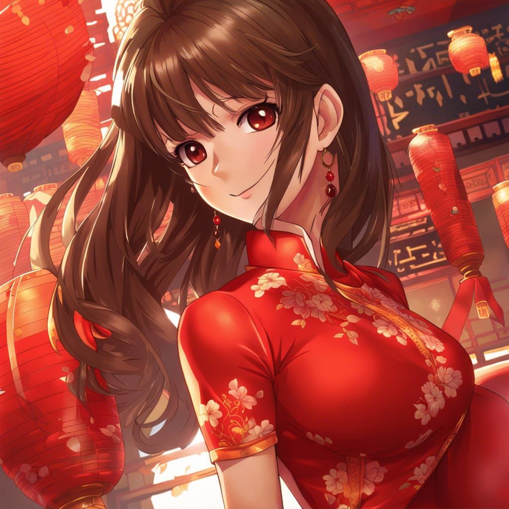 cheongsam anime girl AI Generated Artwork NightCafe Creator