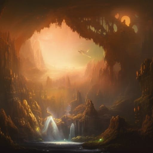 Hazy Waterfall Cavern