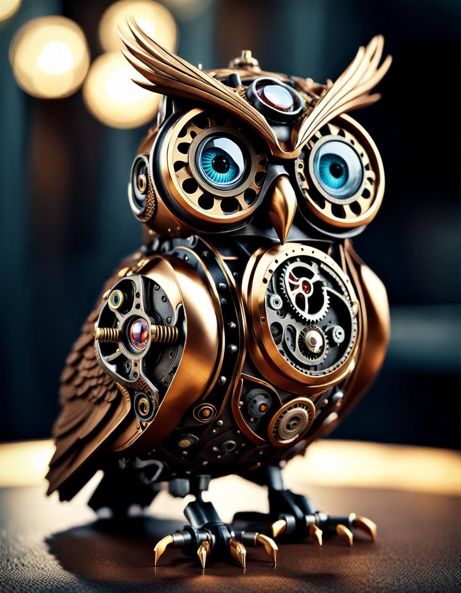 Steampunk Owl v2 - AI Generated Artwork - NightCafe Creator