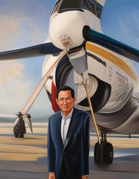 Wings Airways Thai Handsome Man CEO oil painting by James Gu...
