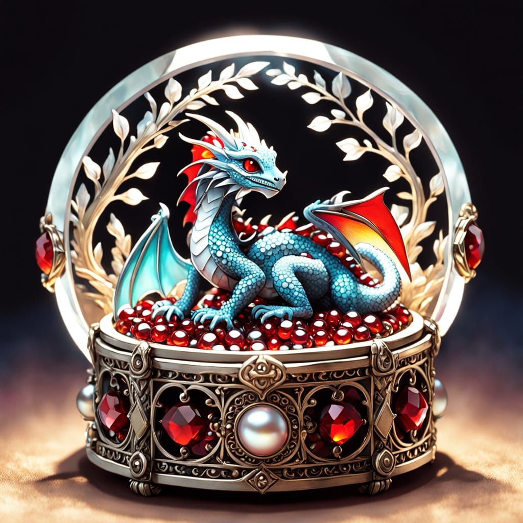 Dragon in Glass Jewelry Box, Manga Style