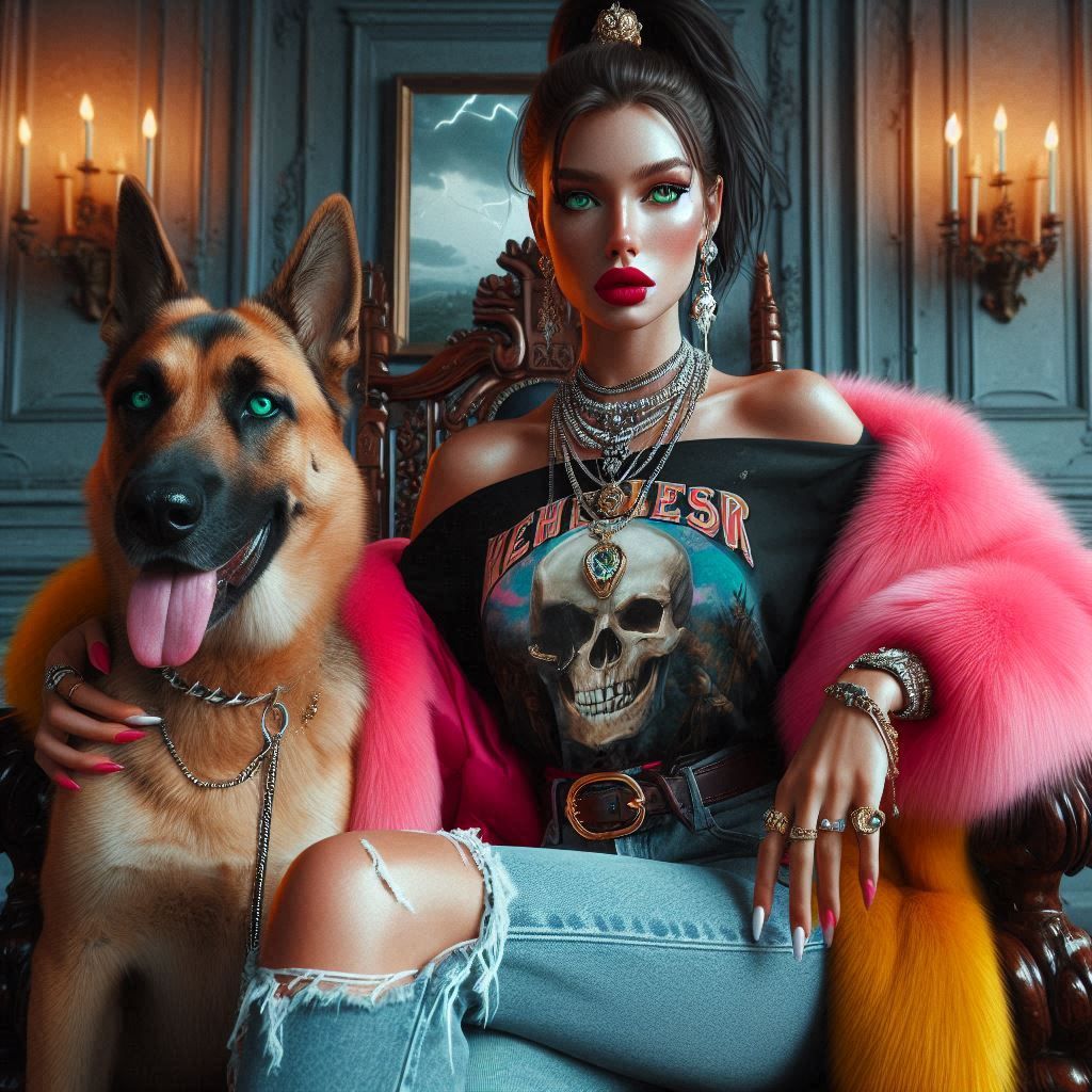 Natalie Diablo Herrera and her Alsatian Diesel